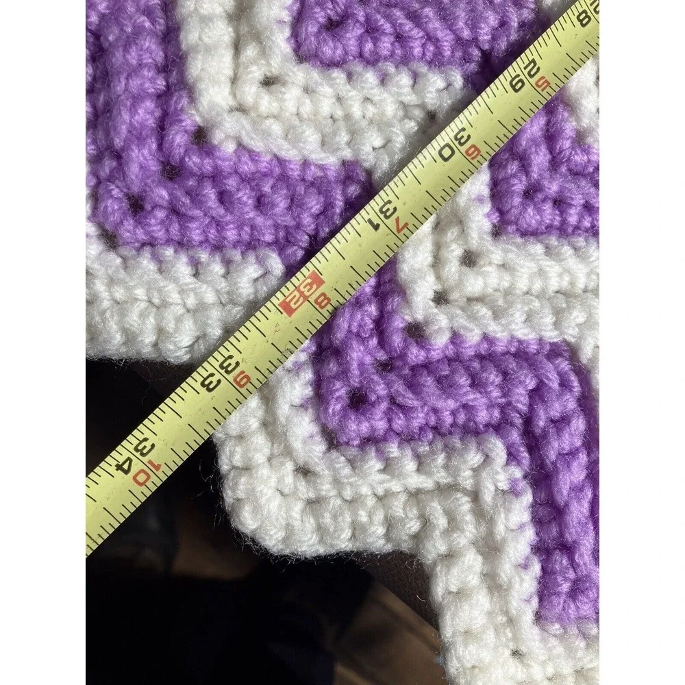 26x30 Purple Afghan Zig Zag Chevron Granny‎ Cottage Core Baby Blanket